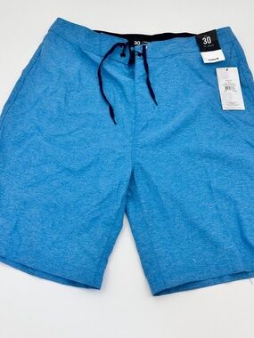 Hurley Blue Board Shorts One And Only Crossdye 20" Length 30" Waist NEW